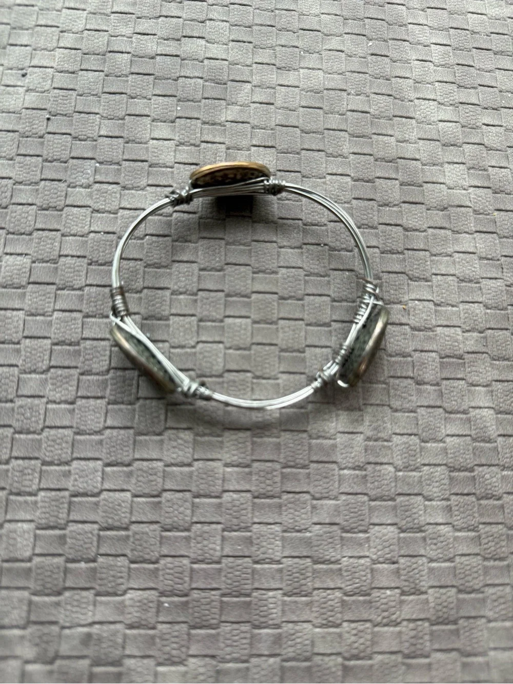 Silver Hammered Oval wired Bangle Bracelet